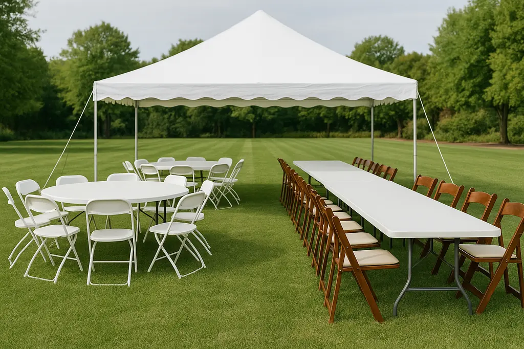 tents tables wedding scene
